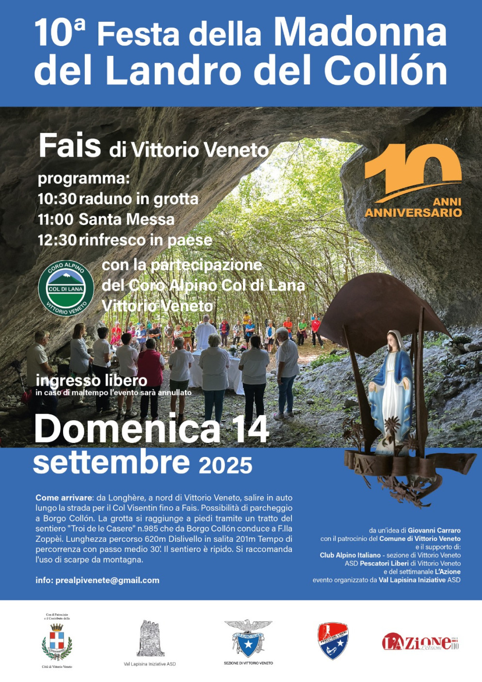 La locandina della 10^ festa della Madonna del Landro del Collon