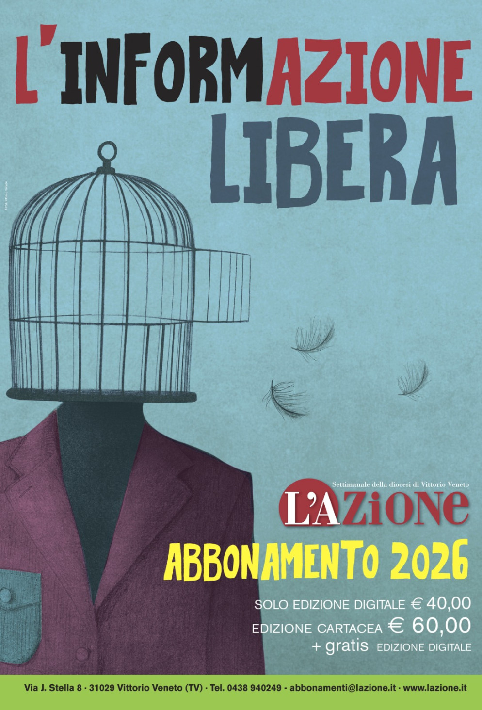 La locandina della campagna abbonamenti 2026 de L'Azione